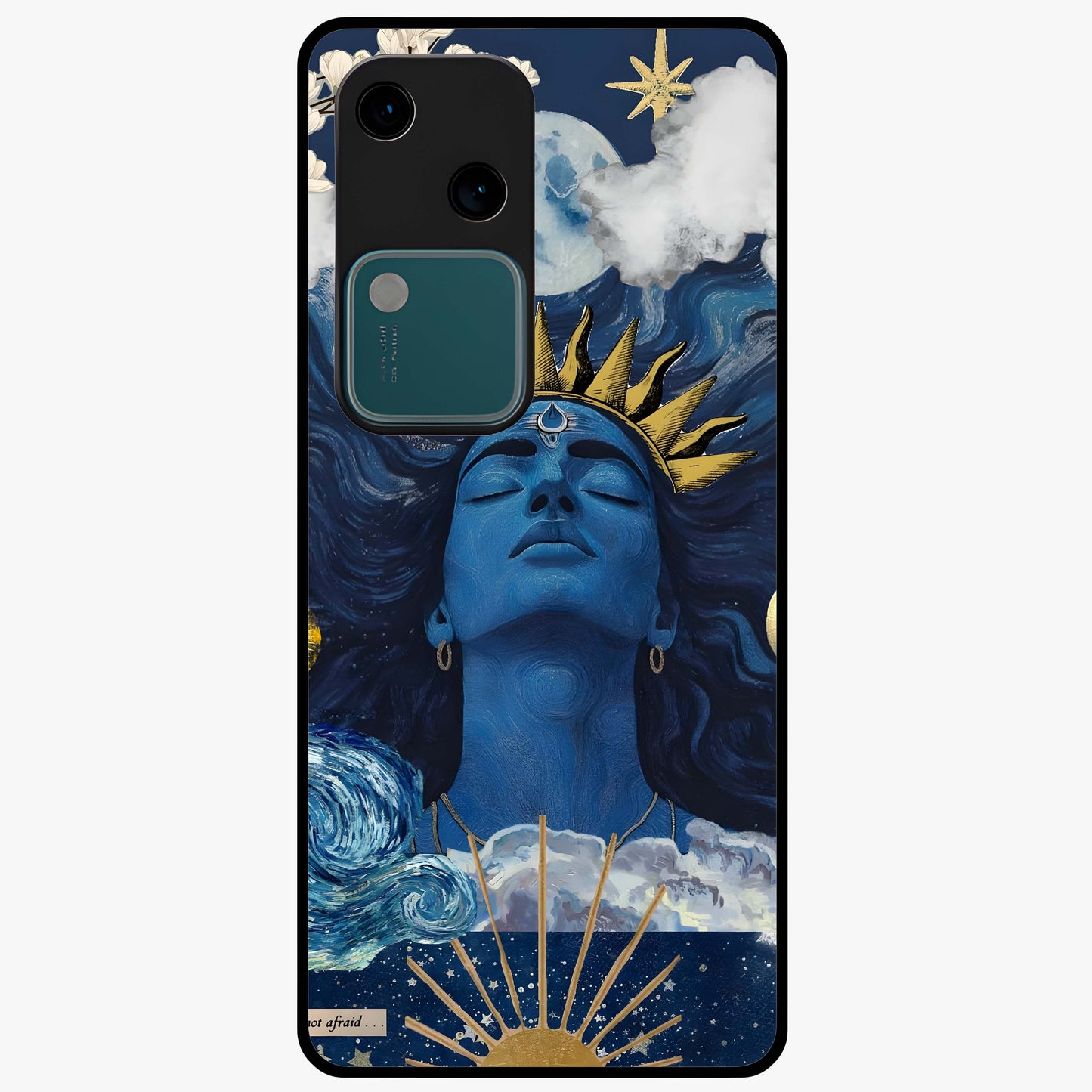 Aesthetic Lord Shiva Glass Case showing flat back view with divine Shiva artwork and glossy glass finish.