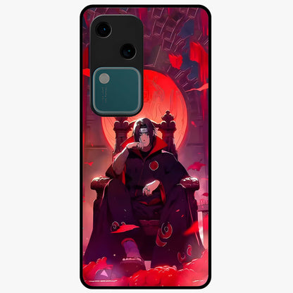 Blood Moon Sovereign Glass Case showing flat back view with mystical blood moon artwork and glossy glass finish.