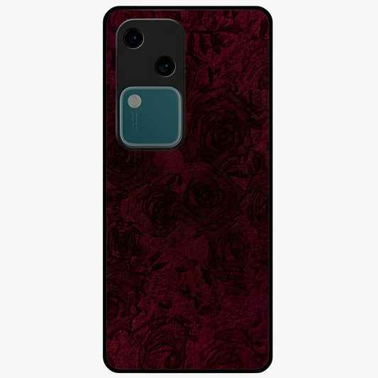 Crimson Fade Flow Glass Case showing flat back view with flowing crimson gradient artwork and glossy glass finish.