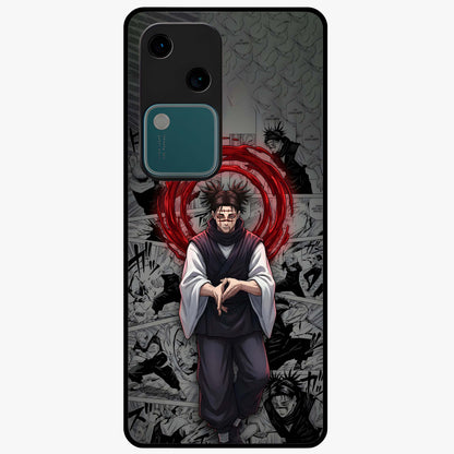 Cursed Ritual Ascension Glass Case showing flat back view with dark ritual themed artwork and glossy glass finish.