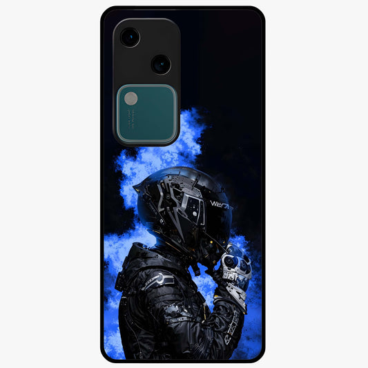 Cyber Sentinel Protocol Glass Case showing flat back view with futuristic cyber themed artwork and glossy glass finish.