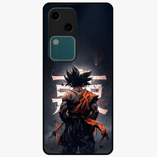Dark Warrior In Rain Glass Case showing flat back view with warrior artwork in rainy atmosphere and glossy glass finish.