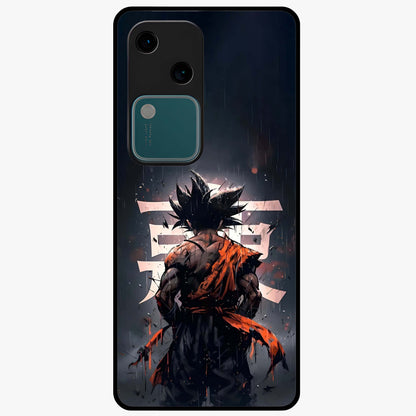 Dark Warrior In Rain Glass Case showing flat back view with warrior artwork in rainy atmosphere and glossy glass finish.