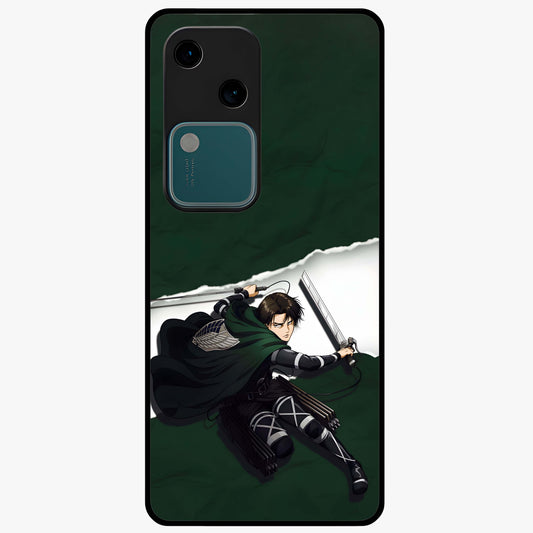 Emerald War Vanguard Glass Case showing flat back view with powerful warrior themed artwork and glossy glass finish.