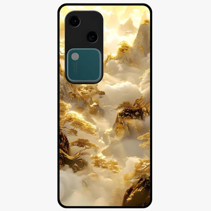 Gates Of Illumination Glass Case showing flat back view with mystical illuminated gate artwork and glossy glass finish.