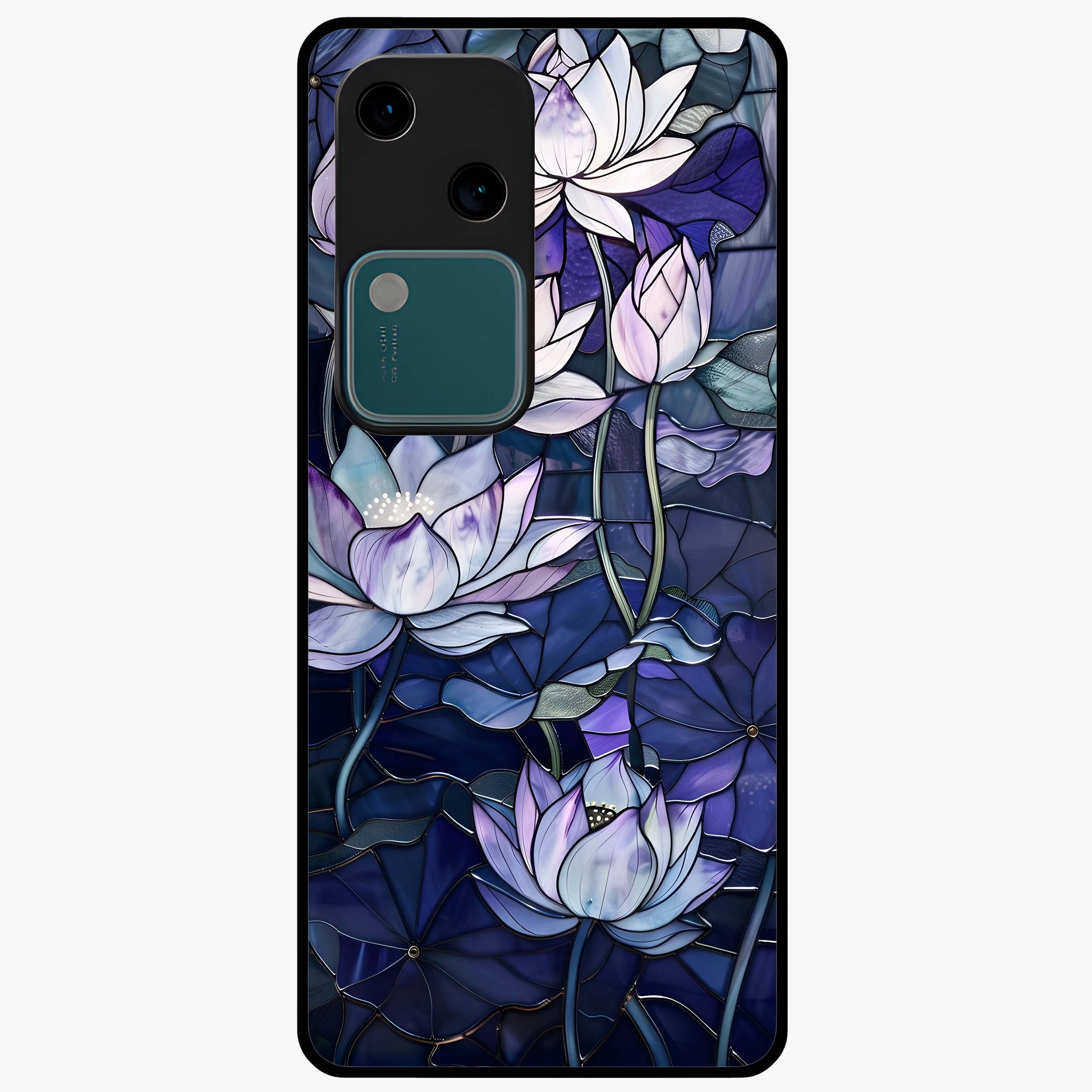 Gloss Petal Rush Glass Case showing flat back view with glossy flower petal artwork and smooth glass finish.