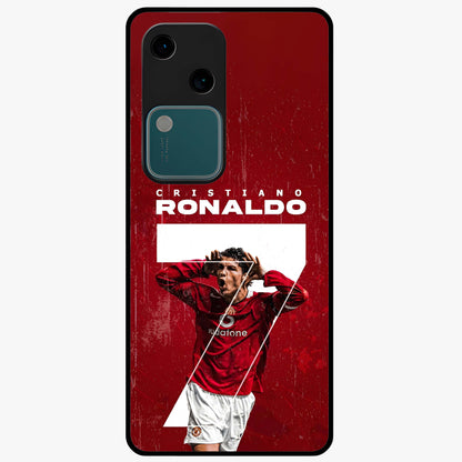 Goal Celebration Legacy Glass Case showing flat back view with football celebration inspired artwork and glossy glass finish.