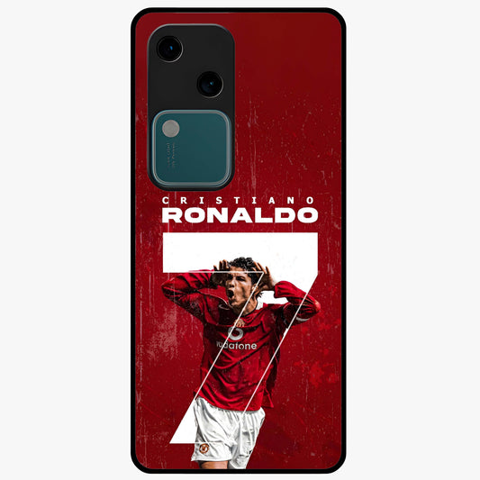 Goal Celebration Legacy Glass Case showing flat back view with football celebration inspired artwork and glossy glass finish.