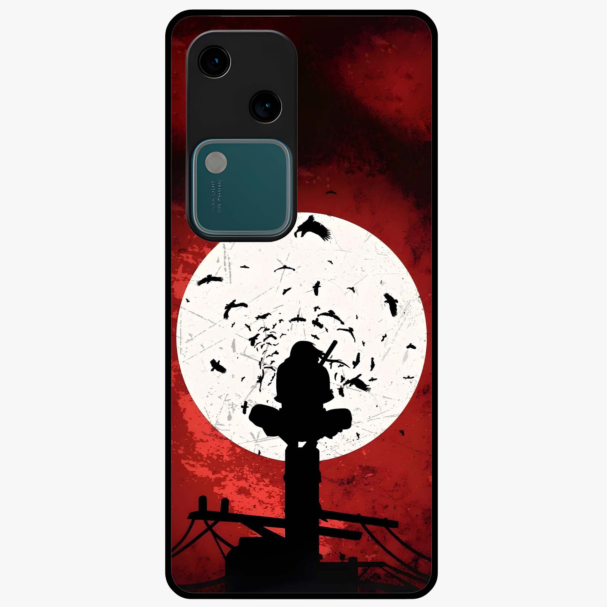 Itachi Limited Edition Naruto Anime Glass Case showing flat back view with iconic anime character artwork and glossy glass finish.