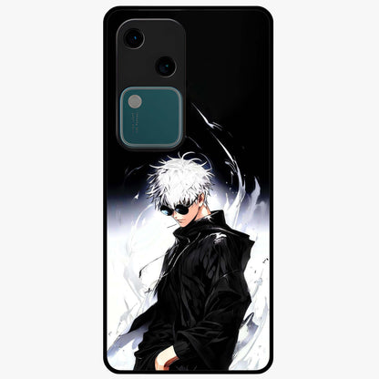Limitless Shadow King Glass Case showing flat back view with powerful shadow warrior artwork and glossy glass finish.