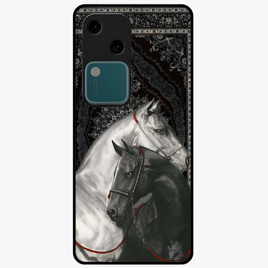 Majestic Ride Legacy Glass Case showing flat back view with powerful automotive inspired artwork and glossy glass finish.