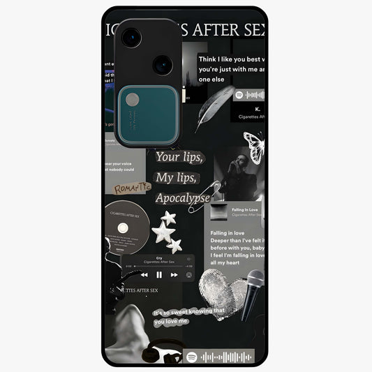 Midnight Love Echo Glass Case showing flat back view with romantic midnight themed artwork and glossy glass finish.