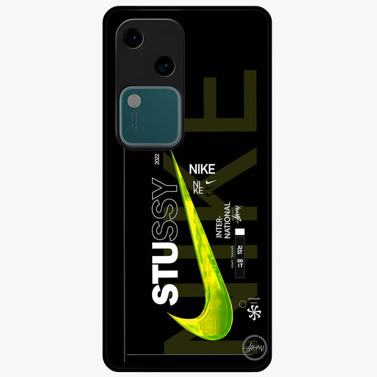 Neon Street Edition Glass Case showing flat back view with neon street style artwork and glossy glass finish.