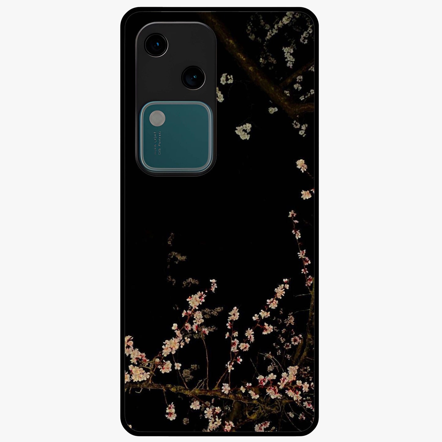 Petal Moon Light With Custom Name Glass Case showing flat back view with floral moonlight artwork and personalized name design.