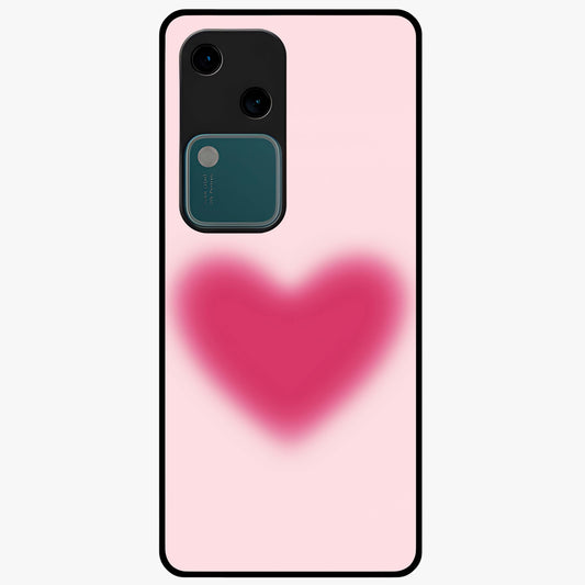 Pink Aura Heart Glass Case showing flat back view with glowing heart artwork and glossy glass finish.
