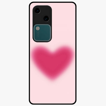 Pink Aura Heart Glass Case showing flat back view with glowing heart artwork and glossy glass finish.