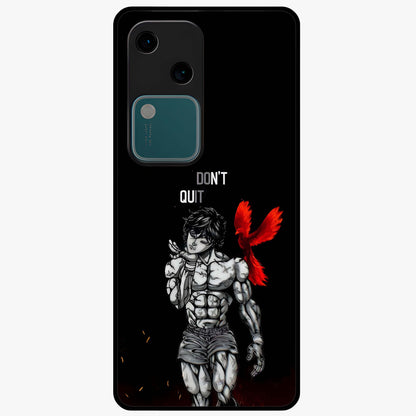 Rise Beyond Limits Glass Case showing flat back view with motivational typography artwork and glossy glass finish.