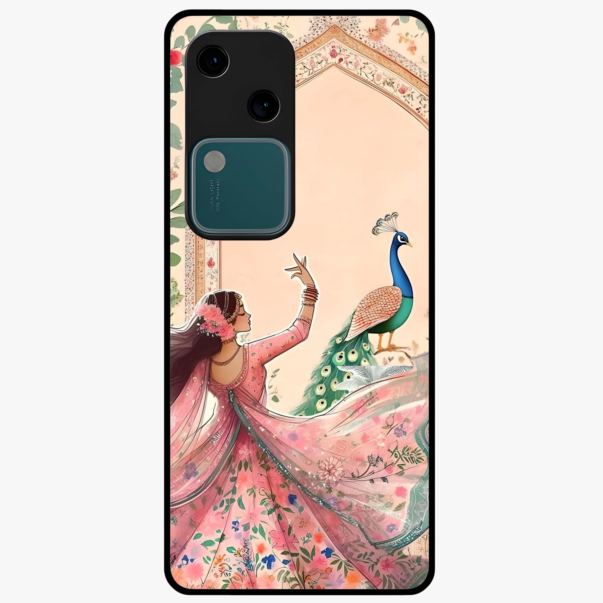 Royal Grace Muse Glass Case showing flat back view with elegant artistic artwork and glossy glass finish.