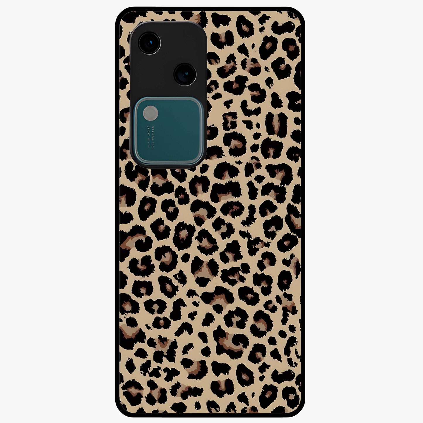 Savage Chic Pattern Glass Case showing flat back view with stylish patterned artwork and glossy glass finish.