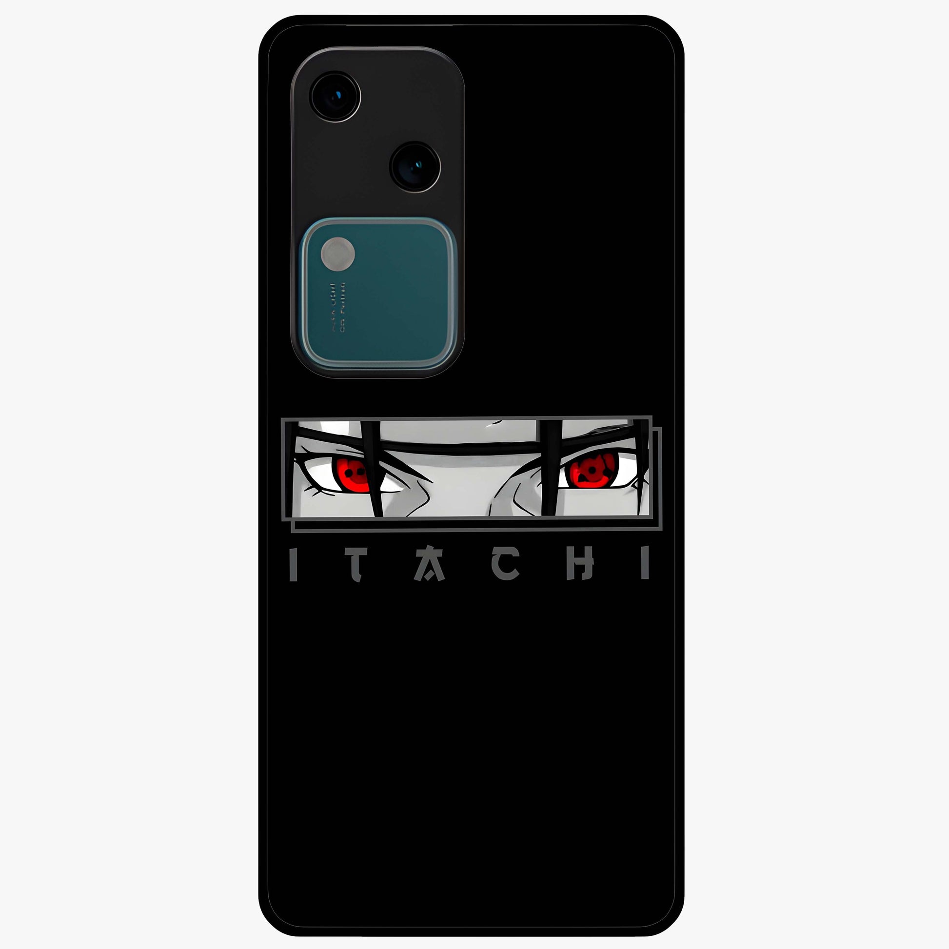 Scarlet Gaze Dominance Glass Case showing flat back view with striking red themed artwork and glossy glass finish.