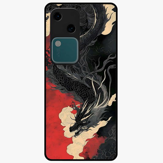 Shadow Dragon Fury Glass Case showing flat back view with fierce dragon artwork and glossy glass finish.