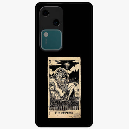 The Empress Glass Case showing flat back view with regal feminine artwork and glossy glass finish.