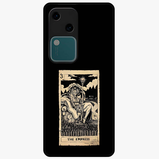 The Empress Glass Case showing flat back view with regal feminine artwork and glossy glass finish.