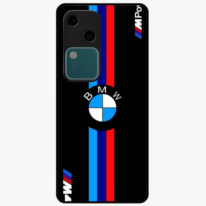 Turbo BMW Beast Glass Case showing flat back view with high performance sports car artwork and glossy glass finish.