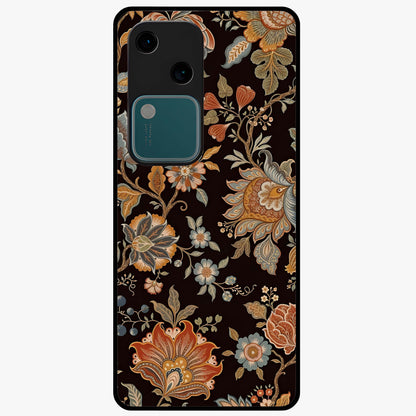 Vintage Floral Dream Glass Case showing flat back view with classic floral artwork and glossy glass finish.