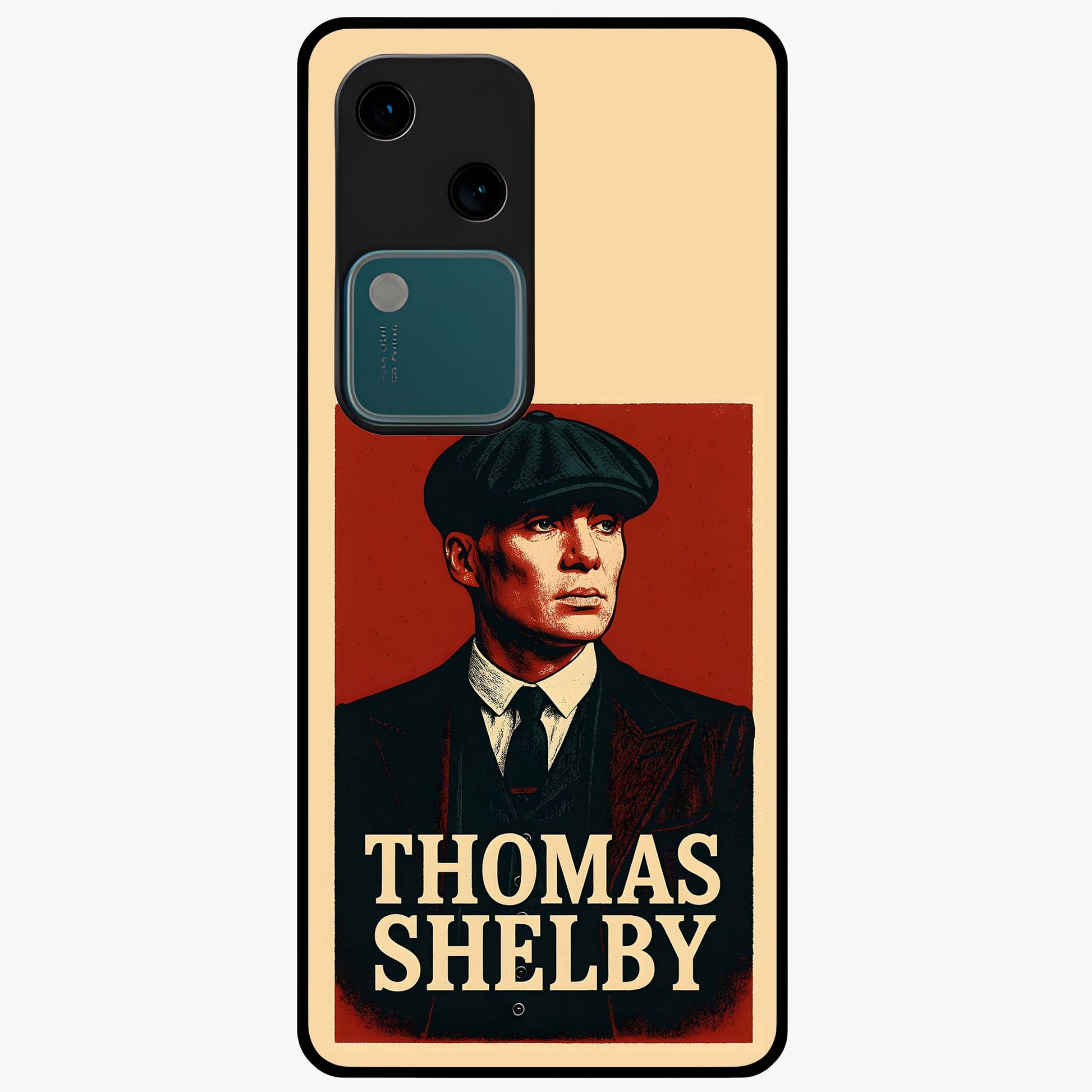 Vintage Mafia Authority Glass Case showing flat back view with bold vintage mafia inspired artwork and glossy glass finish.