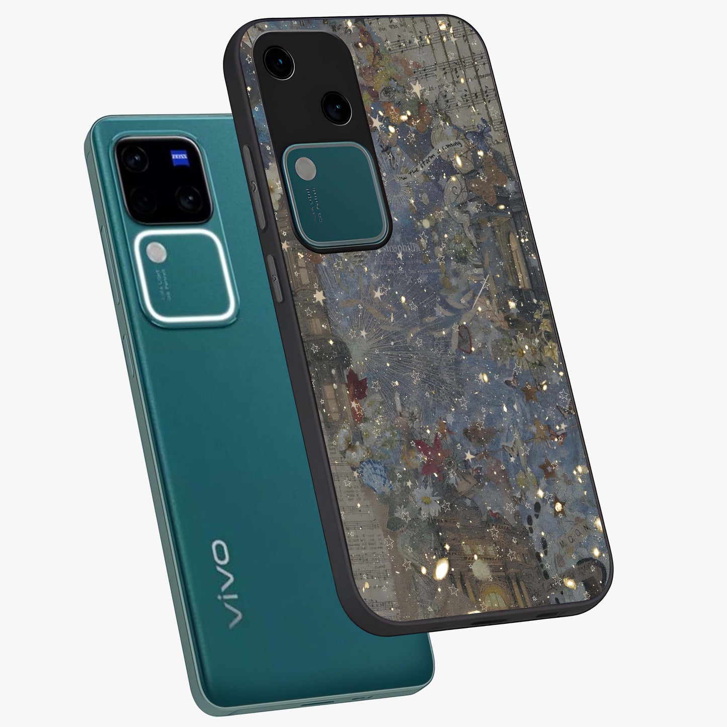 Aesthetic Astrolophia Glass Case displayed in angled mockup highlighting artistic aesthetic elements and smooth glass surface.
