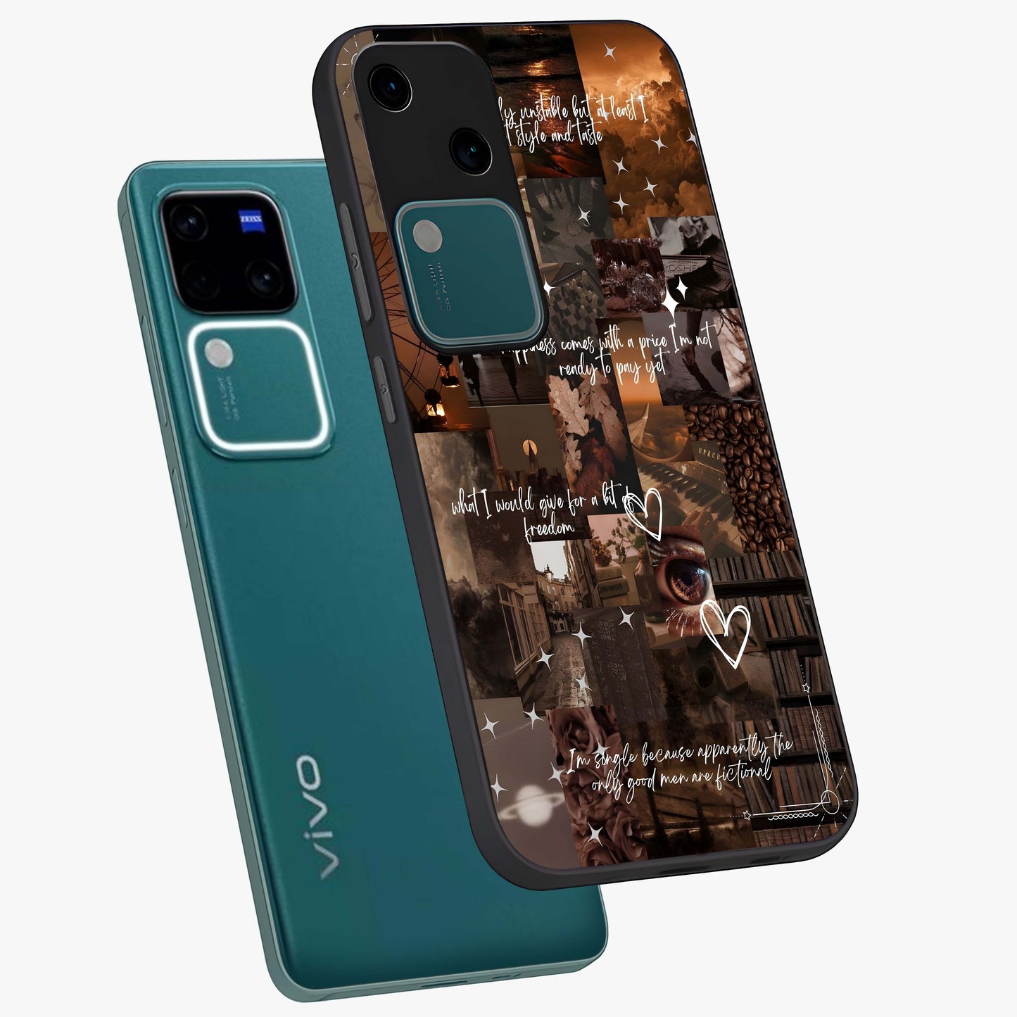 Bittersweet Aesthetic Chaos Glass Case displayed in angled mockup highlighting expressive abstract artwork and edgy aesthetic theme.