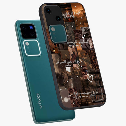 Bittersweet Aesthetic Chaos Glass Case displayed in angled mockup highlighting expressive abstract artwork and edgy aesthetic theme.
