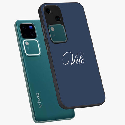 Blue Vintage Floral Pattern Glass Case showing flat back view with elegant vintage floral artwork and glossy glass finish.