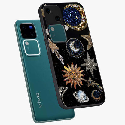Celestial Gem Constellations Glass Case displayed in angled mockup highlighting gemstone inspired constellation design.