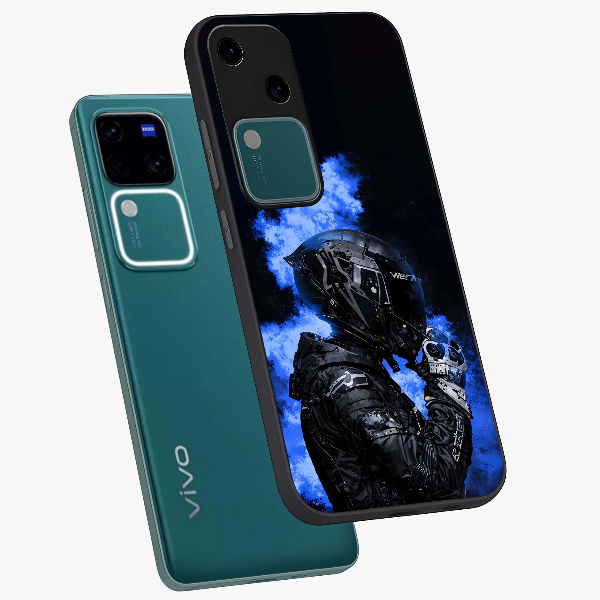 Cyber Sentinel Protocol Glass Case displayed in angled mockup highlighting digital cyber design with sci-fi aesthetic style.