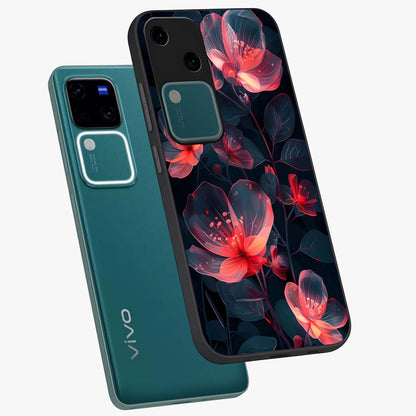 Dark Shade of Flower Glass Case displayed in angled mockup highlighting moody floral illustration with aesthetic dark tones.