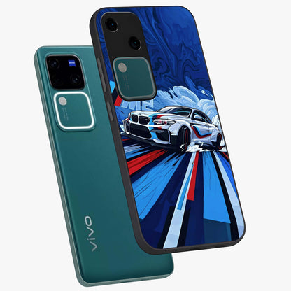 Drift Power Rush Glass Case displayed in angled mockup highlighting powerful drift car design with sporty aesthetic style.