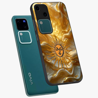 Eternal Golden Glow Glass Case displayed in angled mockup highlighting glowing golden aesthetic design with elegant style.