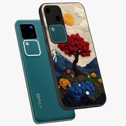 Eternal Nature Tapestry Glass Case displayed in angled mockup highlighting detailed botanical pattern with artistic aesthetic.