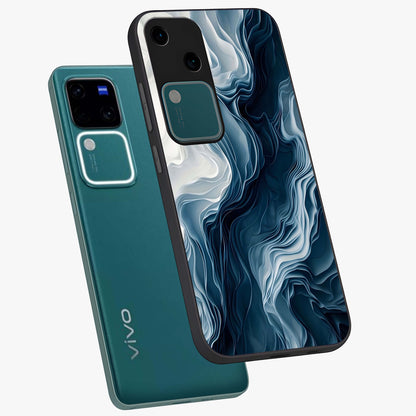 Ethereal Paper Marble Glass Case displayed in angled mockup highlighting elegant marble pattern with modern aesthetic style.
