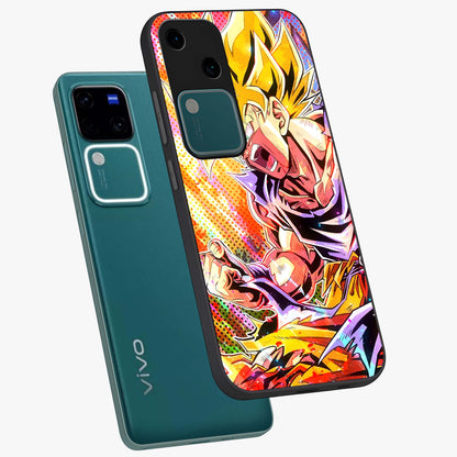 Firing Goku Glass Case displayed in angled mockup highlighting dynamic anime character design with action aesthetic.