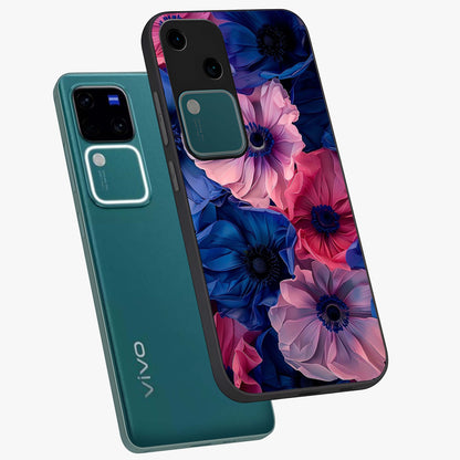 Flower Paper Art Pattern Glass Case displayed in angled mockup highlighting layered paper flower design with artistic aesthetic.