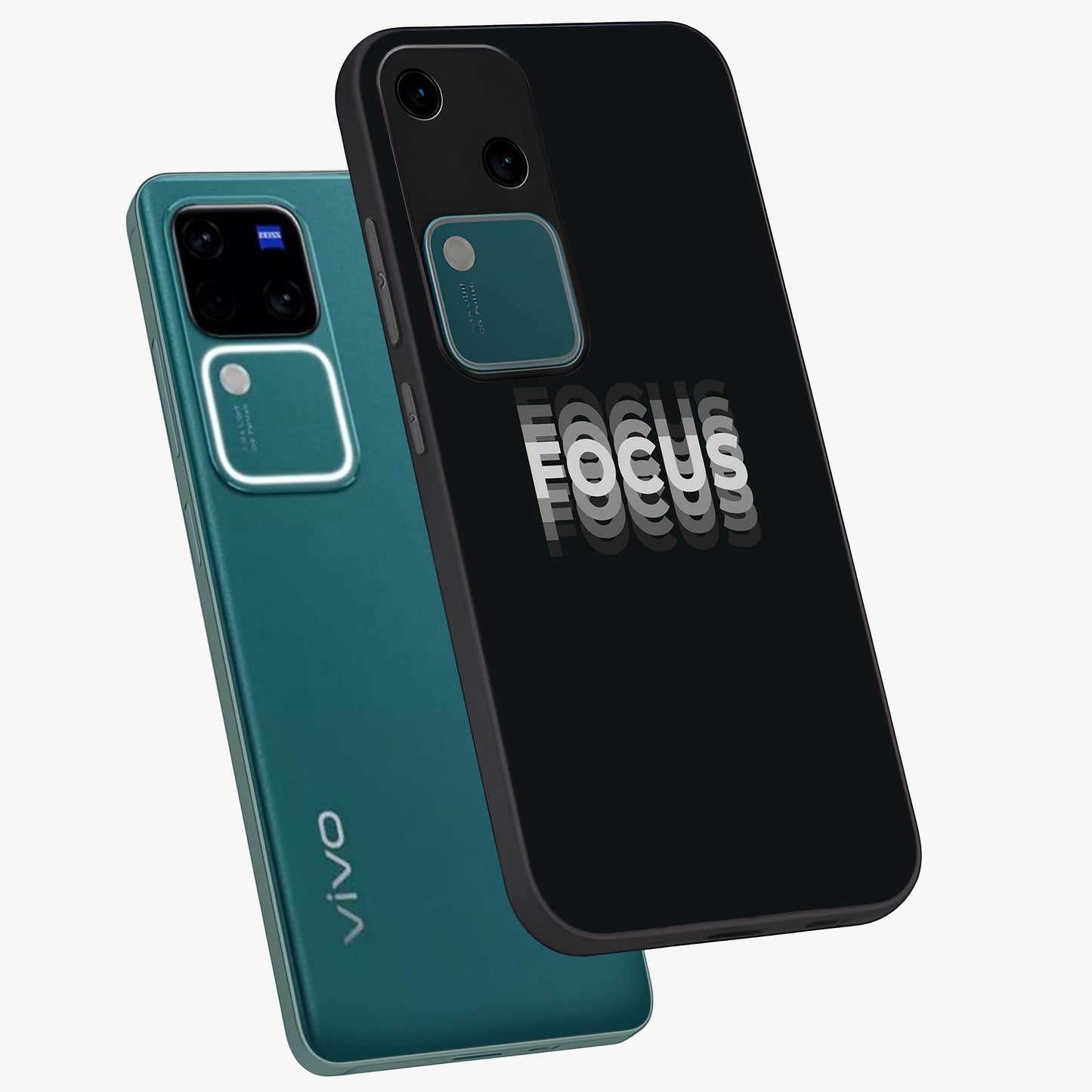 Focus Mode On Glass Case displayed in angled mockup highlighting clean minimal text artwork with modern aesthetic style.