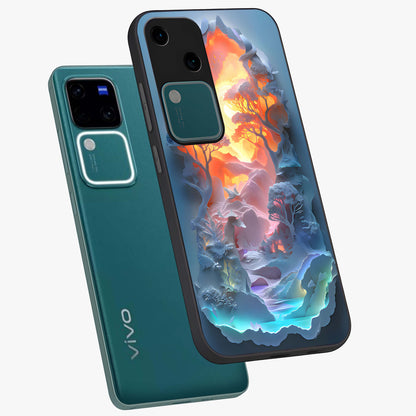 Glow Forest Portal Glass Case displayed in angled mockup highlighting mystical forest design with magical glowing aesthetic.