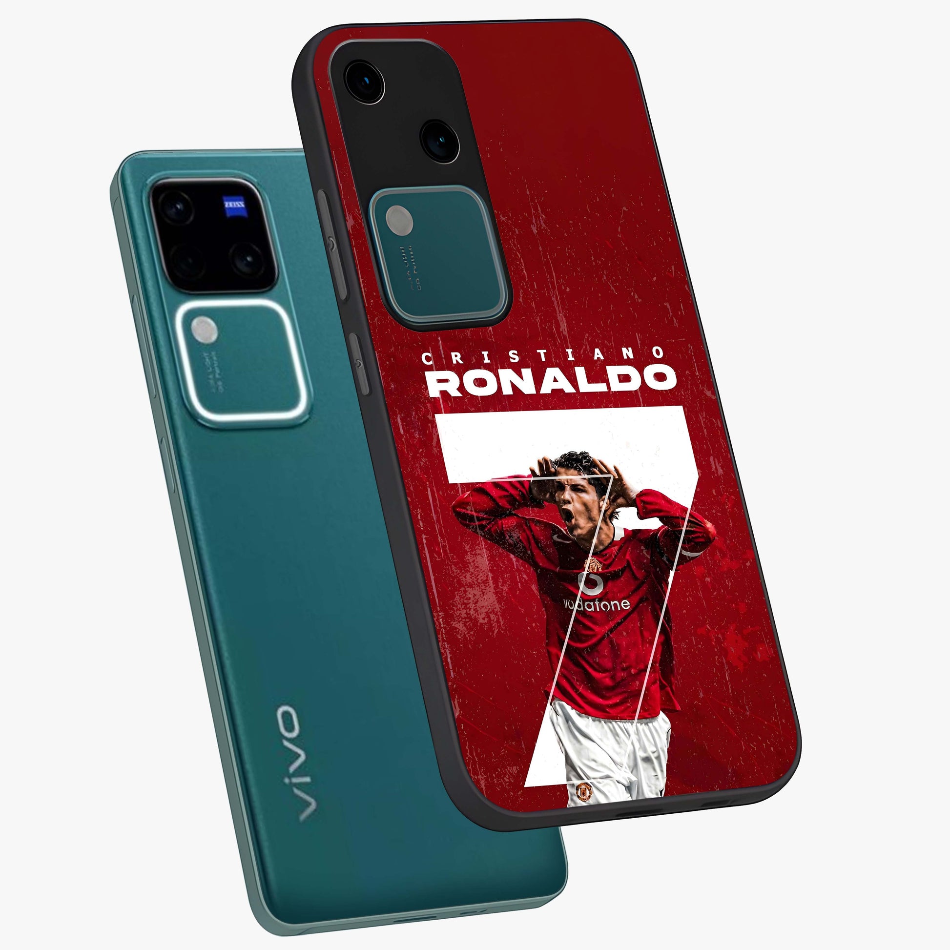 Goal Celebration Legacy Glass Case displayed in angled mockup highlighting energetic sports celebration design with bold athletic theme.