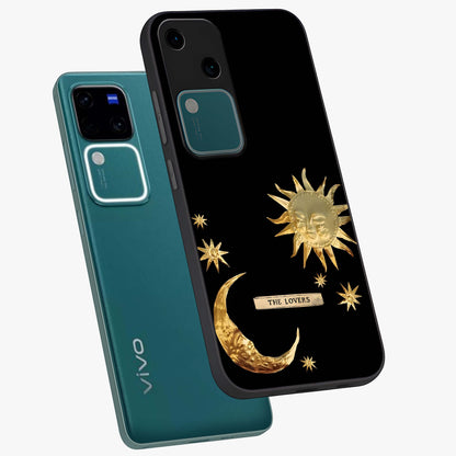 Gold Sun Blush Glass Case displayed in angled mockup highlighting radiant sun design with warm golden aesthetic.