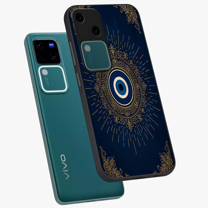 Golden Celestial Charm Glass Case displayed in angled mockup highlighting sparkling cosmic charm design with celestial aesthetic.