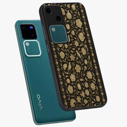 Golden Evil Eye Mandala Glass Case displayed in angled mockup highlighting protective evil eye symbol with golden mandala design.