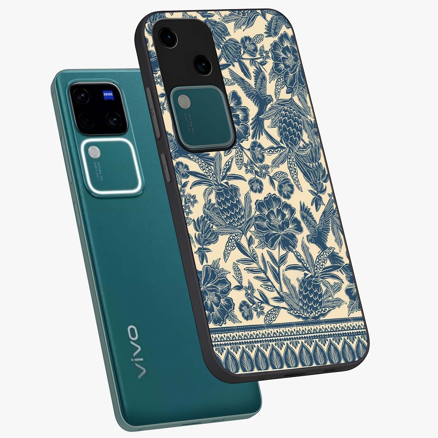 Heirloom Wild Bloom Glass Case displayed in angled mockup highlighting botanical bloom design with classic aesthetic style.